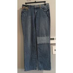 Sundance‎ Jeans Patchwork Denim Floral Tapestry Accents Womens 28 Hippie